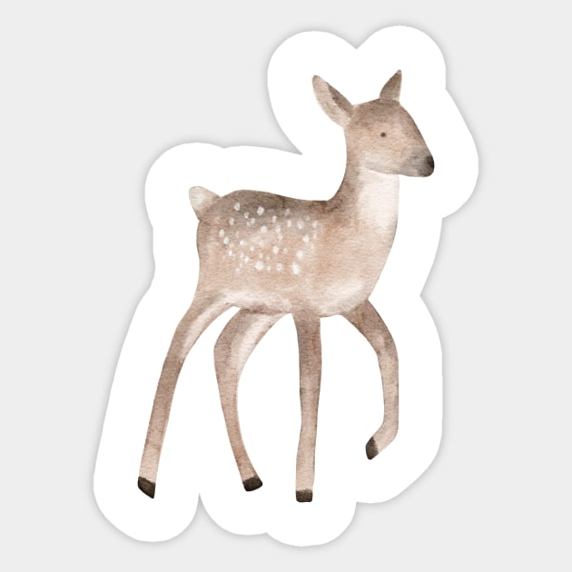 Handpainted watercolor cute spotted forest baby deer Sticker by TinyFlowerArt